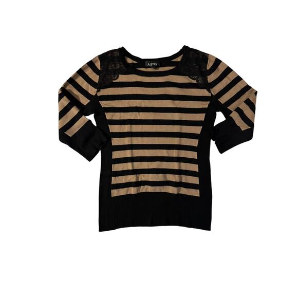 A. Byer Women’s Brown and Black Horizontal Striped Shirt – Medium - Picture 1 of 6